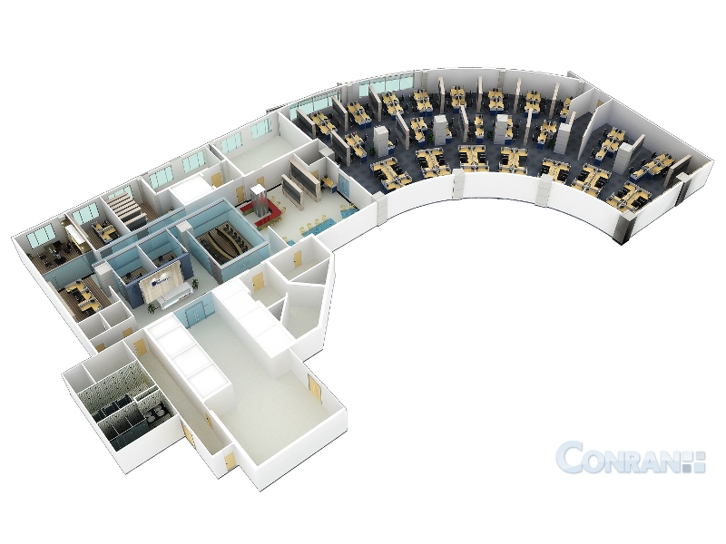 辦公室設(shè)計鳥瞰效果圖