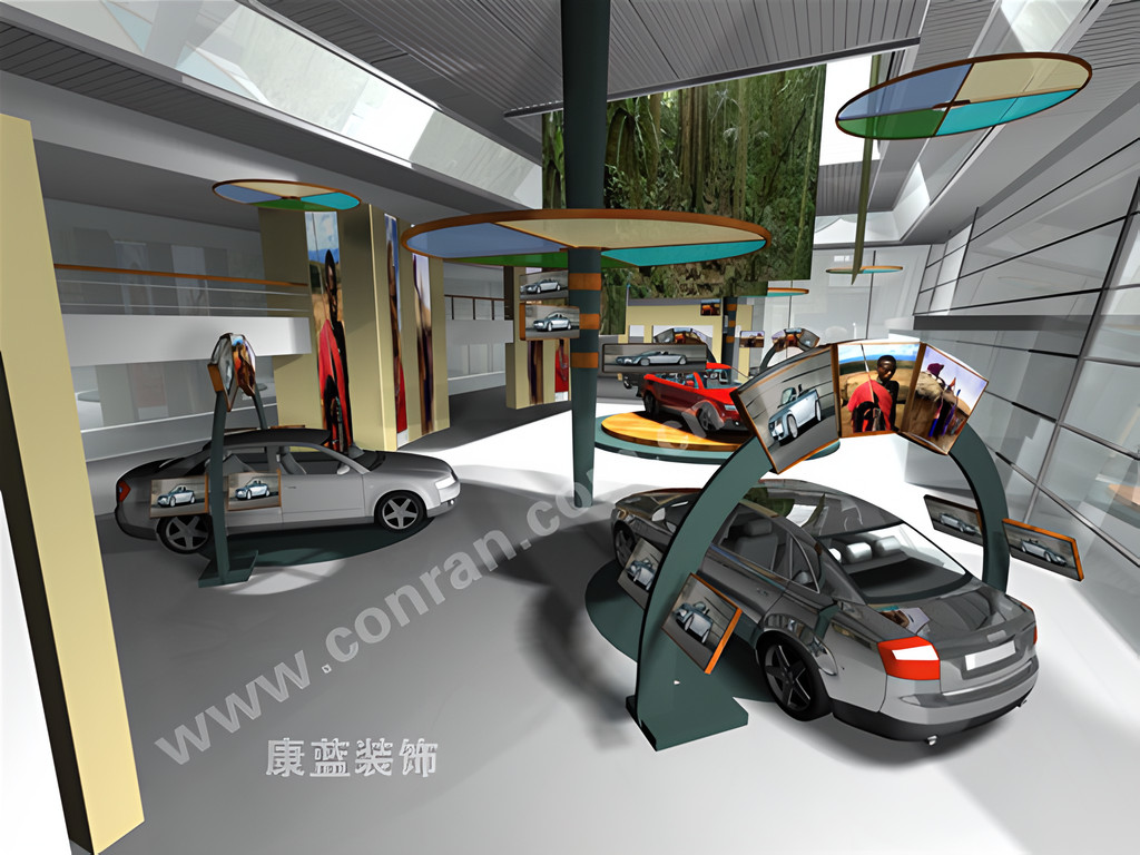 大眾汽車4S店一層室內(nèi)設計（二層視角）